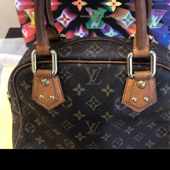 Louis Vuitton Manhattan PM Brown Leather Handbag Tote - Picture 8 of 15